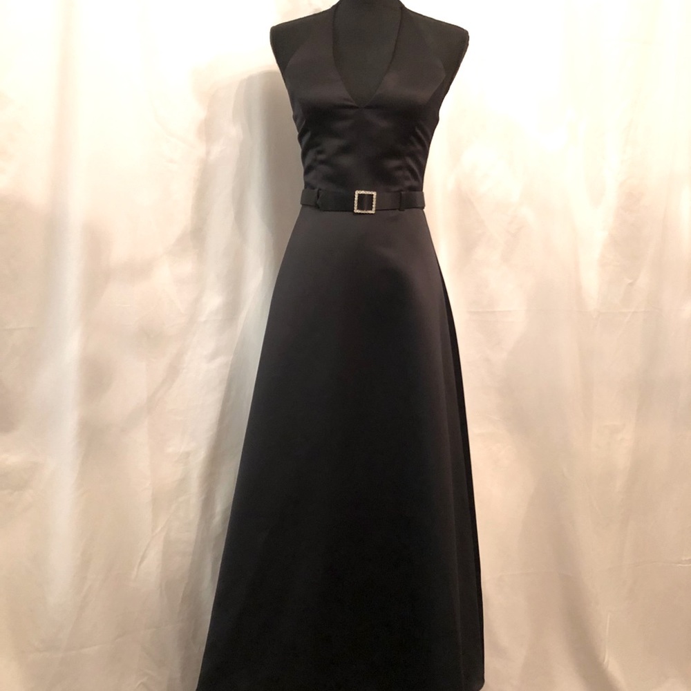 Black Satin Evening Gown - Gem